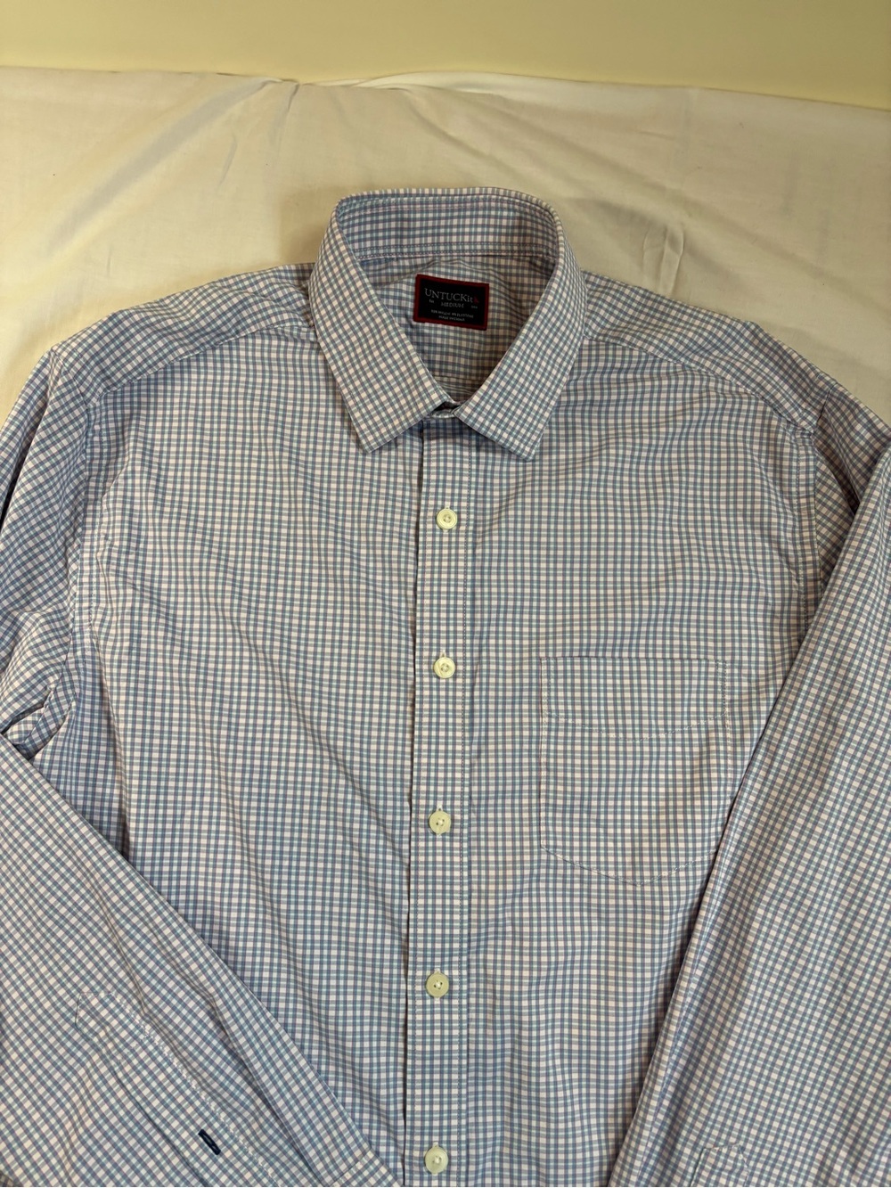 UNTUCKit Men's Blue & White Micro-Check Dress Shirt